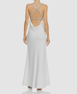 beaded cowl back dress 8872: Beaded Fit and Flare V-Neck Bridal Gown with Cowl Back