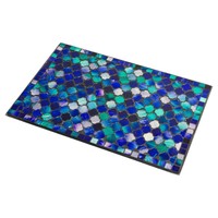 Set Of 4 Blue Finish Mosaic Glass Place Mats Turquoise Teal Trellis Morrocan Set Of 4 Blue Finish Mosaic Glass Place Mats Turquoise Teal Trellis Morrocan