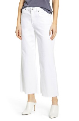 7 For All Mankind Alexa High Waist Crop Wide Leg Jeans 2329 28 30 31 32 34 White