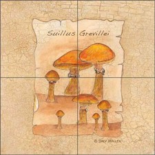 Mushroom Tile Backsplash Sara Mullen Kitchen Art Ceramic Mural SM074