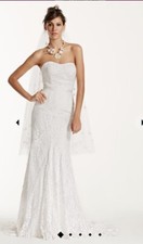NWT 549 MERMAID WEDDING DRESS David  s Bridal Galina WG3381 All Over Lace Size 2