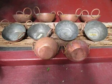 MOHAN HAMMERED COPPER TINNED INDIA CUISINE BOWLS COPPER HANDLE VINTAGE (4)  each