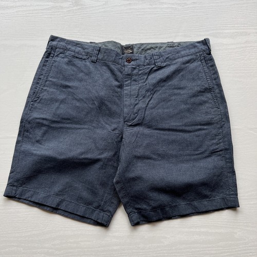 J Crew Linen Chino Shorts Mens 36 Blue 9 Inch Inseam New