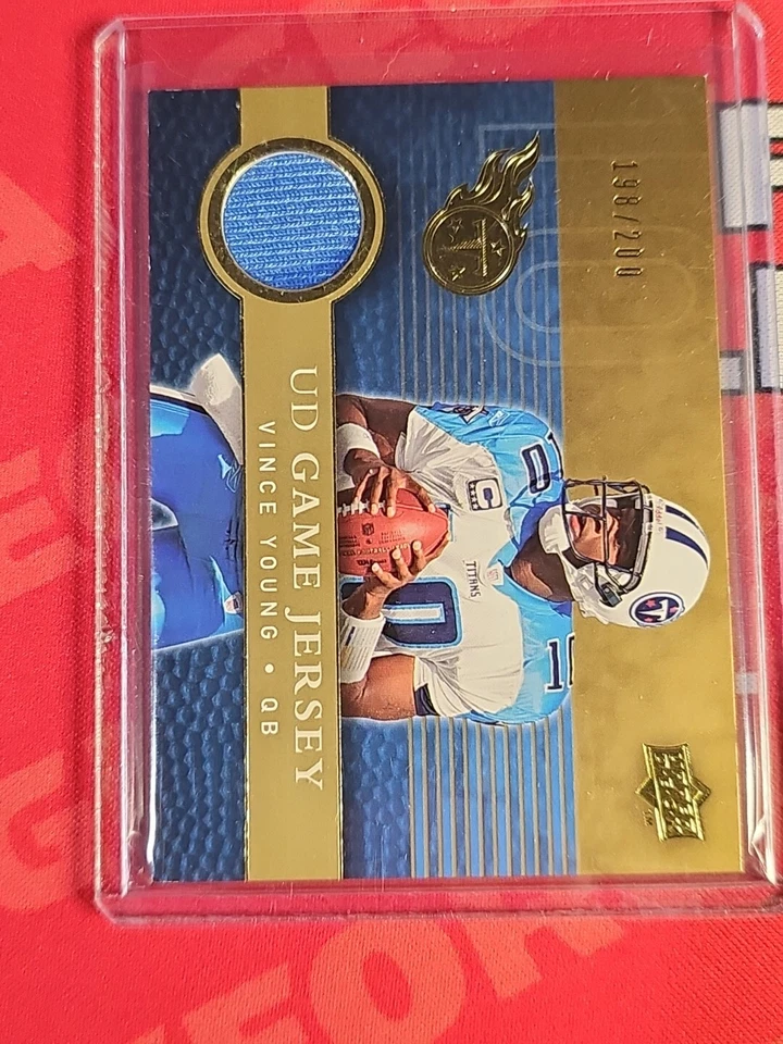 2008 Upper Deck UD Game Jersey GOLD #UDGJ-VY Vince Young Tennessee Titans relic - Image 3 of 4