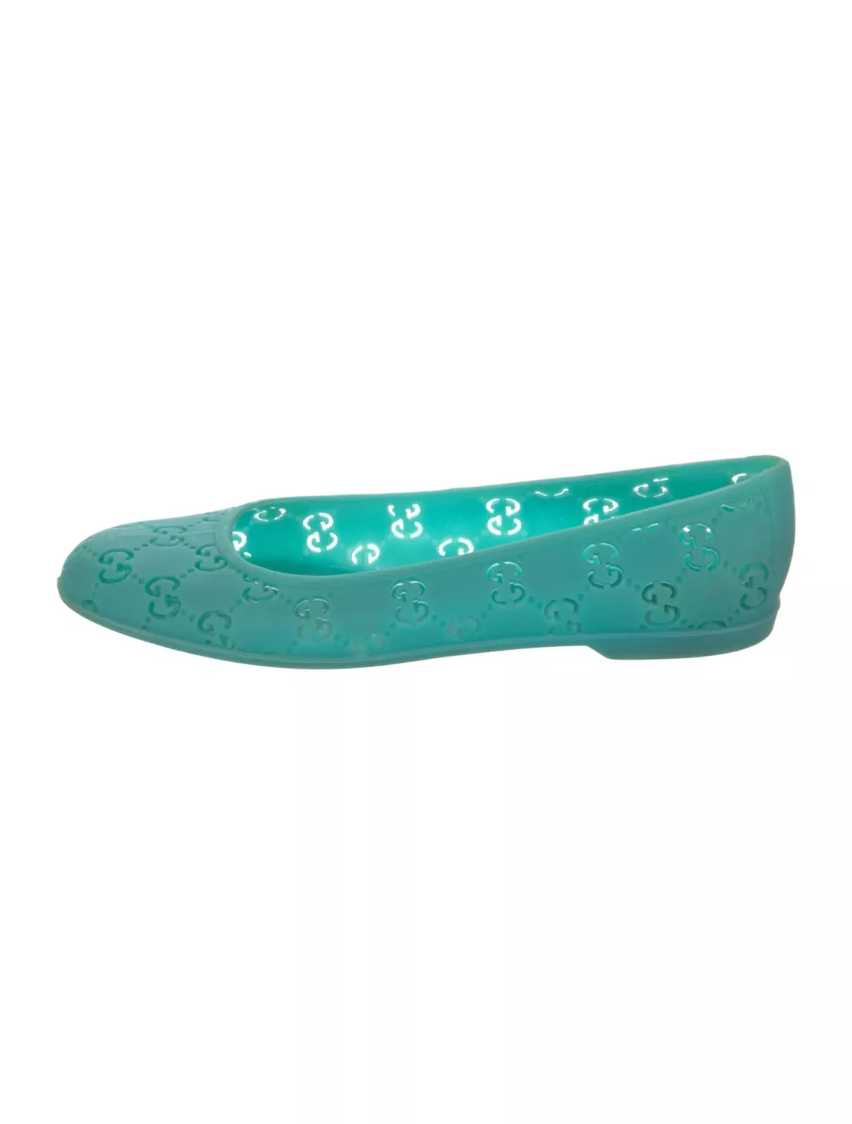 Ballerines Gucci femme taille 8 caoutchouc vert bout semi pointu logo GG à enfiler