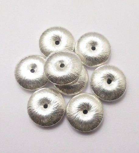 60 Pezzi 14MM Spaziatori Spazzolato Piatto Disco Argento Placcato Collana Perla