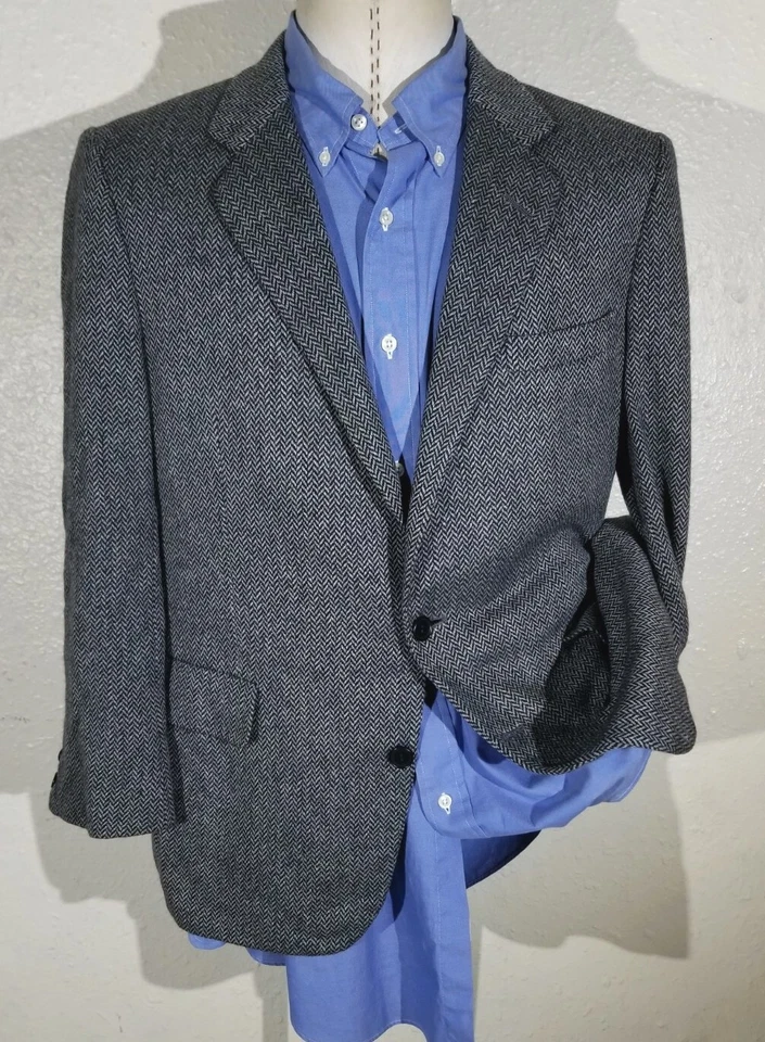 Chaqueta Abrigo Deportivo 42S Savile Row A Medida 100 CASHMERE Tweed Espiga INGLATERRA Foto 2 de 4