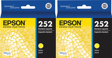 New Genuine Epson 252 Y 2PK Ink Cartridges Bag WF Series WF-7720DTWF