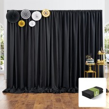 Black Backdrop Curtains 10x10 FT 2 Panels 5x10 FT Polyester Party Decoration