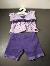 Build a Bear Workshop BABWTop & Shorts Purple Dot Belt Lace