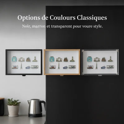 Cadre d'Art Profond 3D, Boîte d'Ombre Magnétique en Bois et Verre, pour art - Photo 1/4