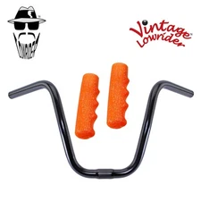 Original Lowrider 9" 25.4 D Handlebar Black 212 120mm Grips Sparkle/Orange