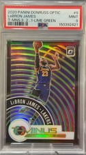 2020 Optic LEBRON JAMES T-Minus Lime Green 095/149 PSA 9