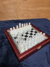 Glass Chess Set With Wooden Case And Glass Bo...