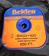 65' Belden 8403 20 AWG 3 Conductor Braid Shield Microphone Cable PVC Jacket 600V