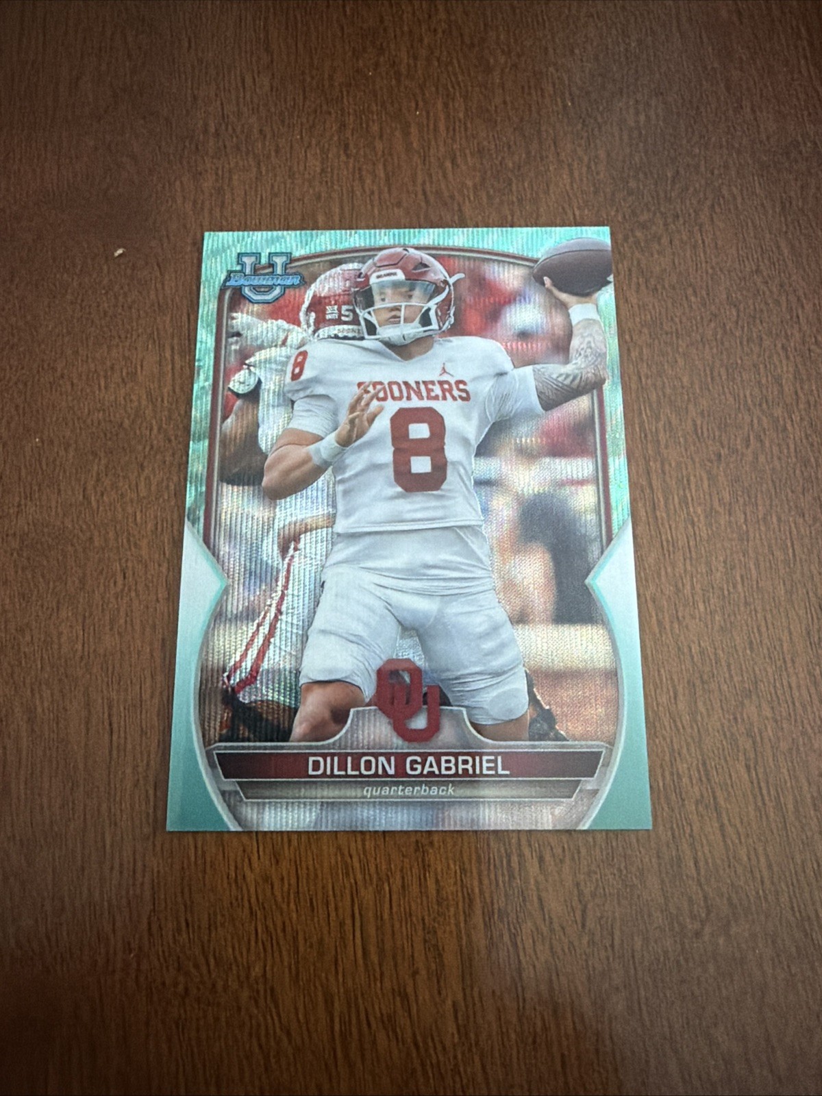 2022 Bowman U Chrome Dillon Gabriel Aqua Wave Refractor /299 Sooners