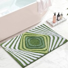 Funky Green Bathroom Rug, Non Slip Plush Microfiber Absorbent Bath Mat with 3...