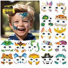 Temporary Face Tattoos for Kids, 24 Styles Creative Face Stickers for Face Paint