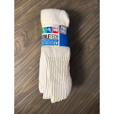 Vintage NOS Athletech Tube Socks Mens 10-13 White Kmart 3 Pair Ribbed USA Made