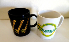 2 Vintage Fitgeralds Casino Las Vegas  NV cups mugs  ceramic Shamrock Black gold
