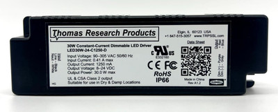 Thomas Research Products LED30W-24-C1250-D LED Driver, Constant Current, Dry and