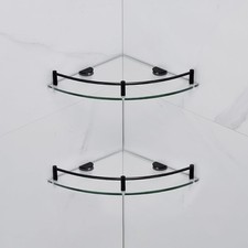 Glass Shelf Bathroom Floating Shower Corner 9.84 x x 1.57 inches, Black