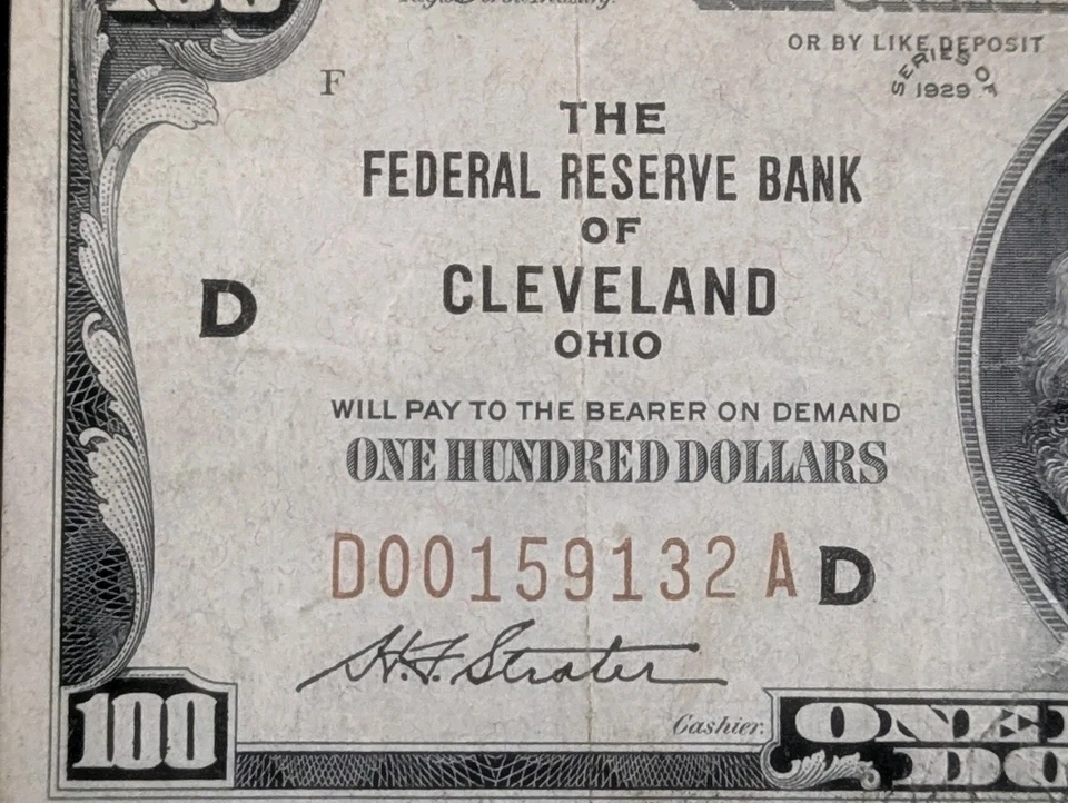 Lot Two (2) - 1929 Federal Reserve Bank Notes $100 Cleveland Ohio $50 New York - Image 3 of 4