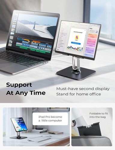 Tablet Stand Holder Fits iPad Stand for Desk 360° Adjustable Desk - Picture 3 of 5