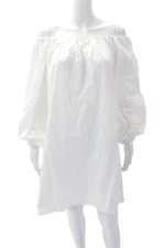 Alexis Womens Cotton Square Neck Pullover Long Sleeve Mini Dress White Size S