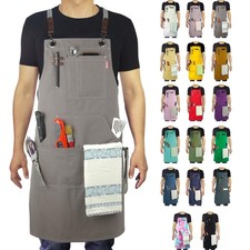Kitchen Apron, Work Apron, Canvas, Multiple Pockets, Gardening, Painting, BBQ...