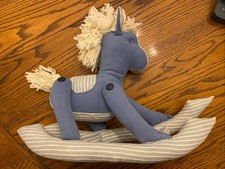 Rocking Horse Blue Vintage Cloth Hand Made Stands With A Little Help Baby Room