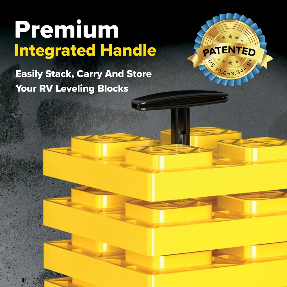 Camco FasTen 10 Pack RV Leveling Blocks 8.5x8.5 Yellow Heavy Duty USA Made - Image 4 of 4