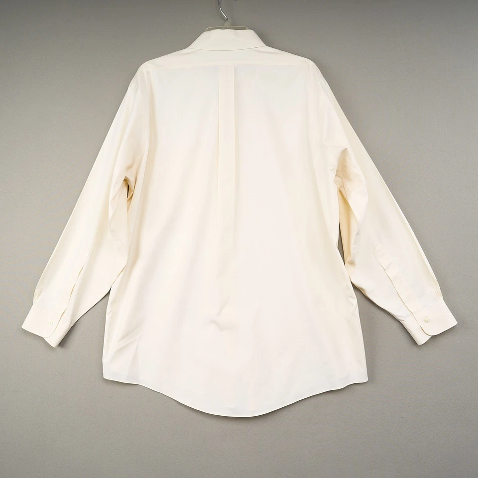 Camisa de vestir Brooks Brothers 16.5 34 blanco roto algodón sin planchar cuello extendido Foto 3 de 4