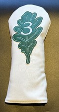 Oak Leaf Golf Fairway Wood Head Cover - White - Embroidered - New
