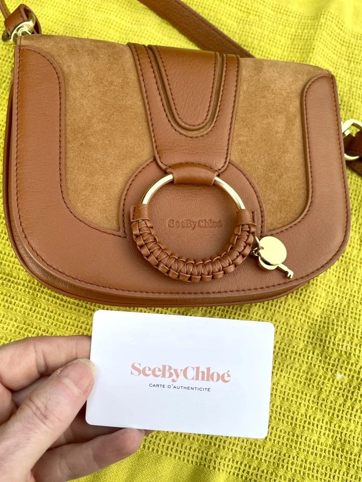 Bolsa de ombro SEE By CHLOE' Hana marrom e marrom camurça/couro NOVA - Imagem 4 de 4