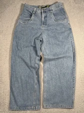 Vintage Y2K Results Wide Bottom Jeans Mens 34x31 Blue Baggy Skater Jnco Style