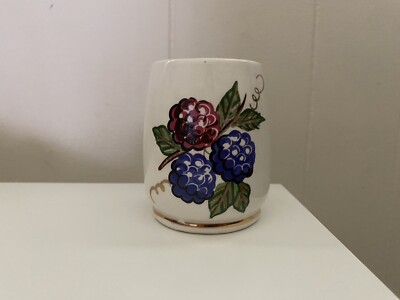 Vintage Knotts Berry Farm Raspberry Blackberry 3.5'' Ceramic Cup Jar Vase Japan