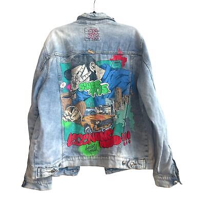 Zara men Graffiti Graphic Light Bleach Wash Denim Jacket Zara men Graffiti Graphic Light Bleach Wash Denim Jacket
