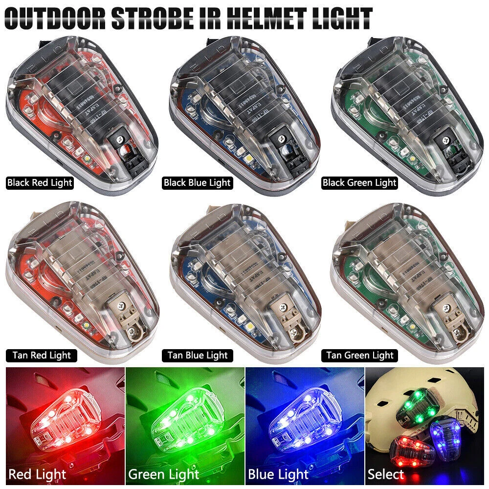 Airsoft Red Green Strobe Light Helmet Lamp Flash IR Survival Signal NEW