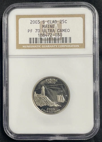 NGC 2003-S Maine State Quarter 25c PF 70 Ultra Cameo (#188472-030) Clad Proof