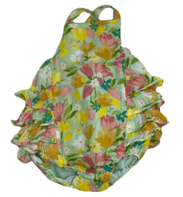 Angel Dear Springtime Tulip Ruffled Bubble Sunsuit 18-24 Mo Organic Muslin NEW