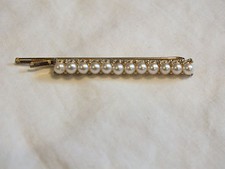 Stunning Hair Jewelry Clip Bobby Pin Gold Tone Faux Pearls 2 1/2" CUTE