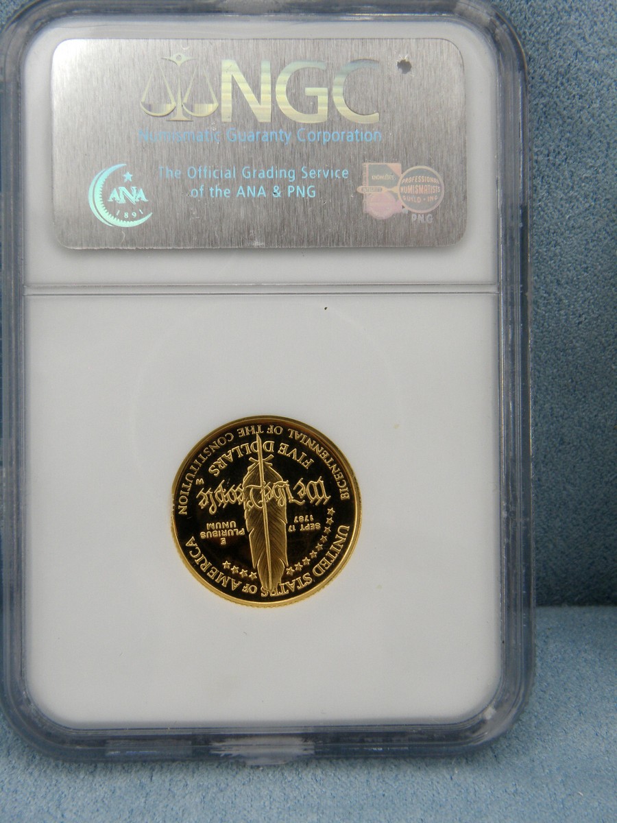 1987-W Gold $5 US 200th anniv. Constitution Commemorative