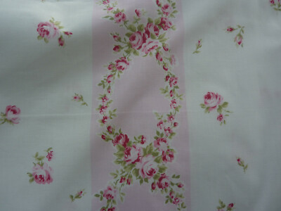 Yuwa 1940's Vintage Pillowcase Cotton Fabric Pink Raspberry Roses on White 1 Yd.