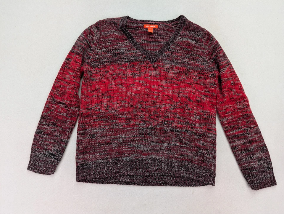Suéter para mujer Joe Fresh talla L rojo ombre cuello en V pulóver Foto 2 de 4