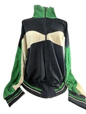 2X Big VTG 70's Zwickel warm up track jacket white full zip Green Blue Cream A 