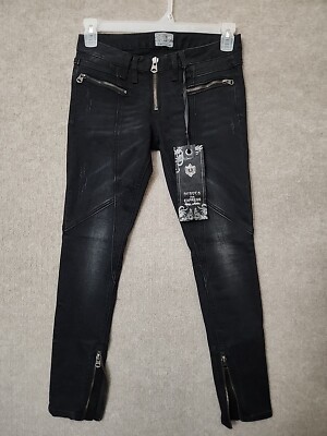 Black Distressed Moto Jeggings Rerock Express Zip Legging Jeans