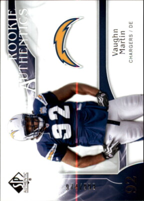 A1642- 2009 SP Authentic #286 Vaughn Martin RC /999 *SAMPLE PIC