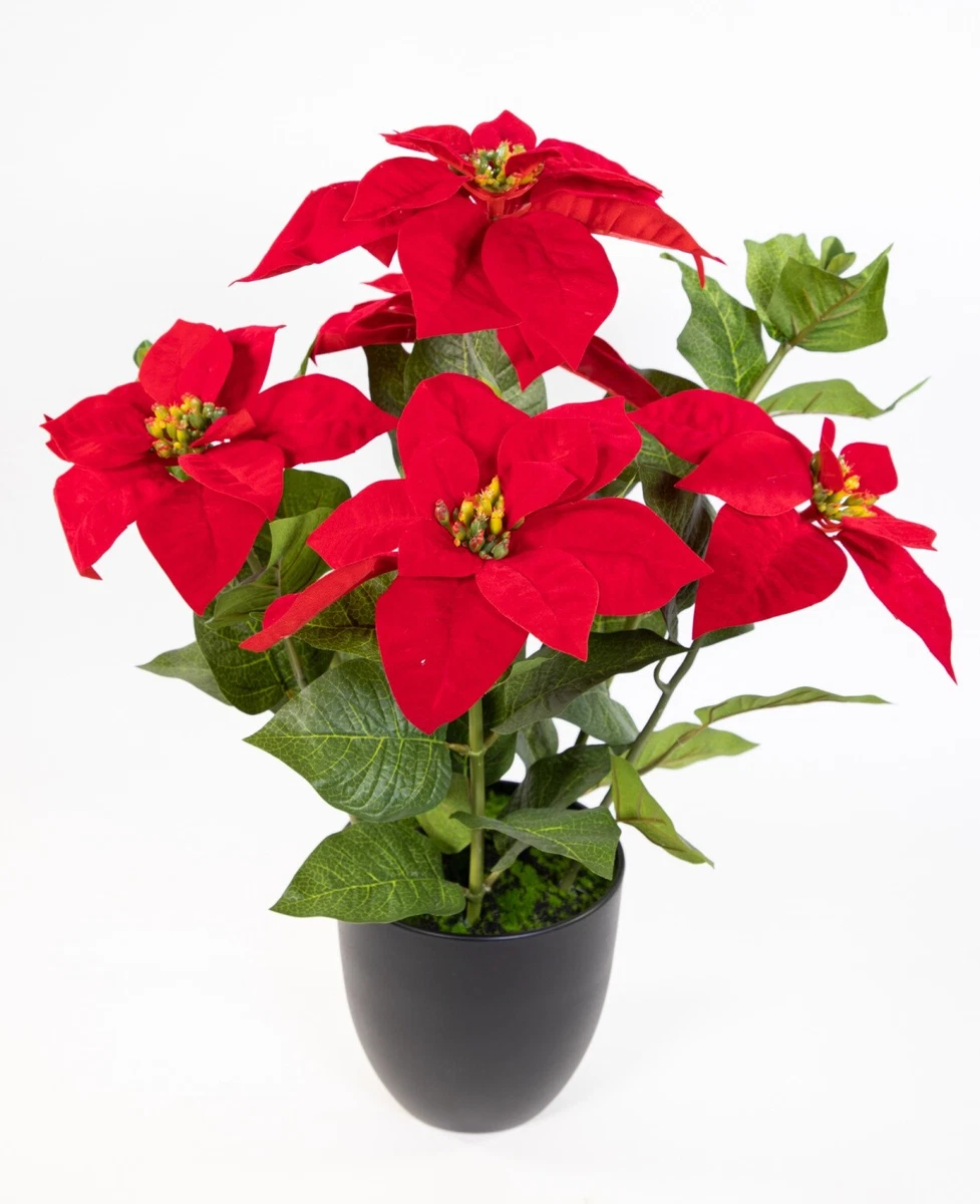 Produktbild von Künstliche Weihnachtsstern Blumen Real Touch Flanell Weihnachtskorationen Für Zuhause Blumenkopf Blumenstrauß Weihnachtsbaumschmuck