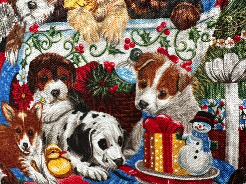 Tela canina para perro cachorro de 1 yarda Jenny Newland #5867 galletas Santa sombrero trenes Navidad Foto 3 de 4